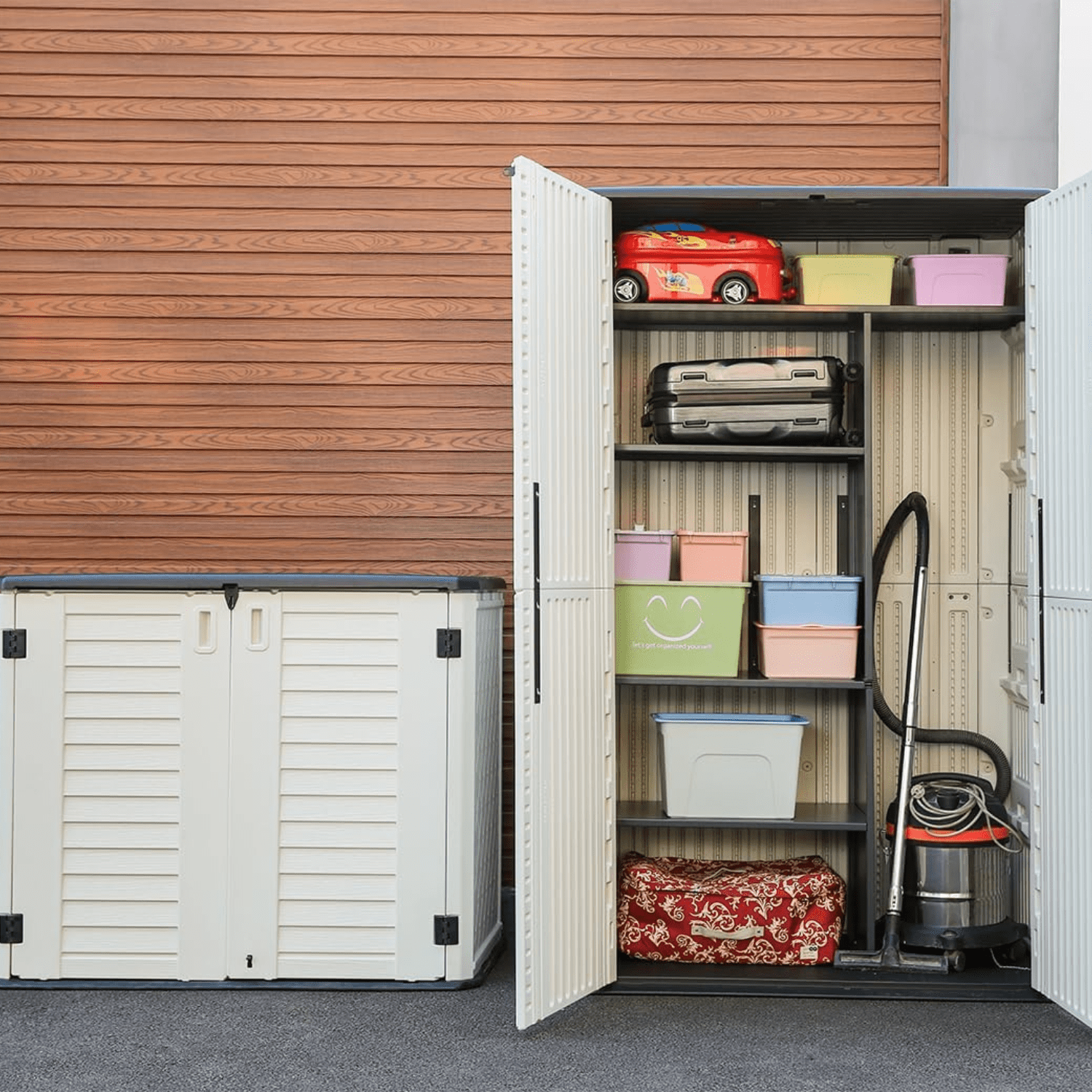 26 cu. ft. &amp; 52 cu. ft. Metal Laminate Storage Shed Shelf Kit - Black - Horti Cubic